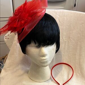 Elegant Red Fascinator Hat